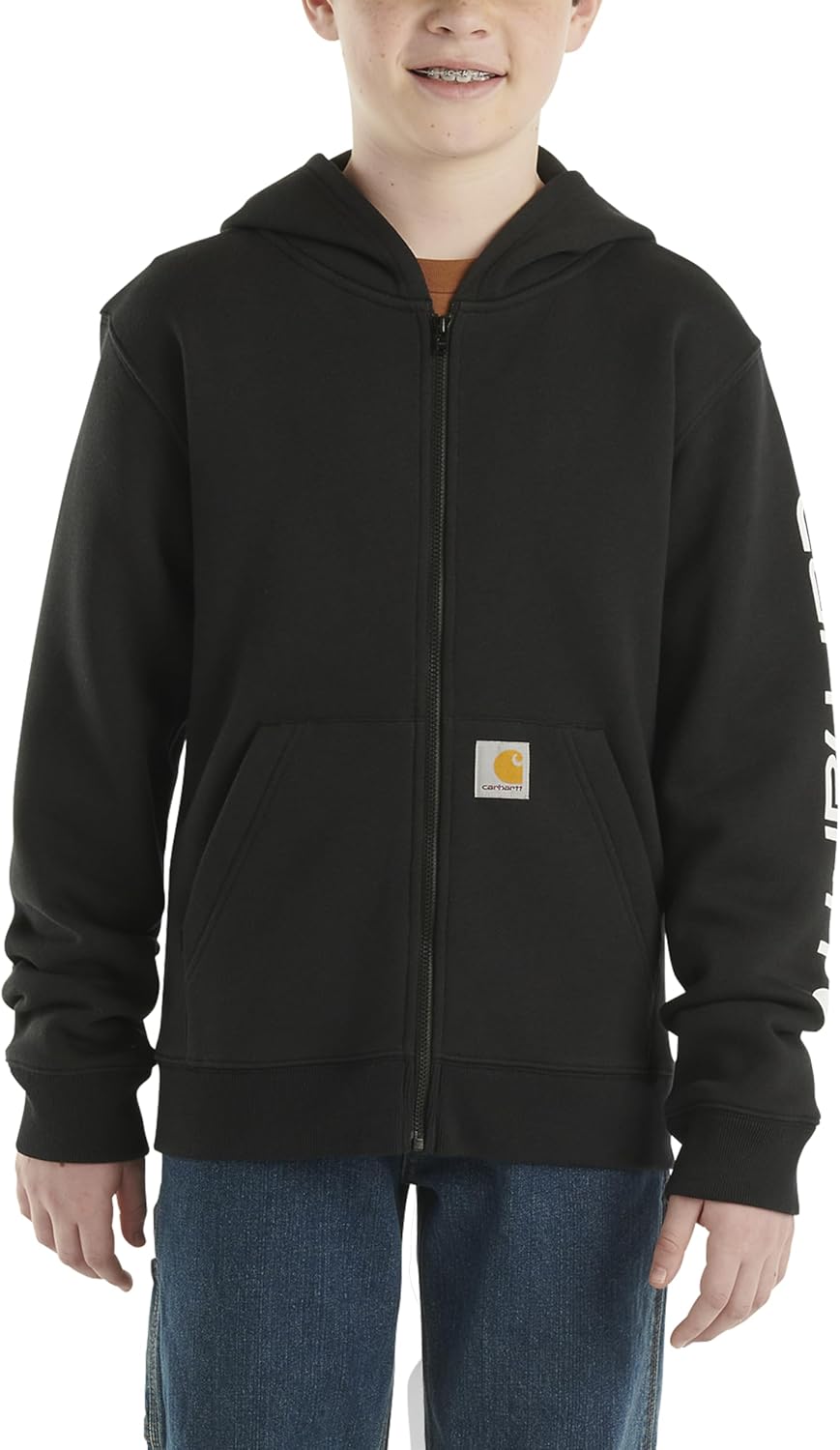 Carhartt Kid's CP8675 Long-Sleeve Full-Zip Logo Sweatshirt - Boys