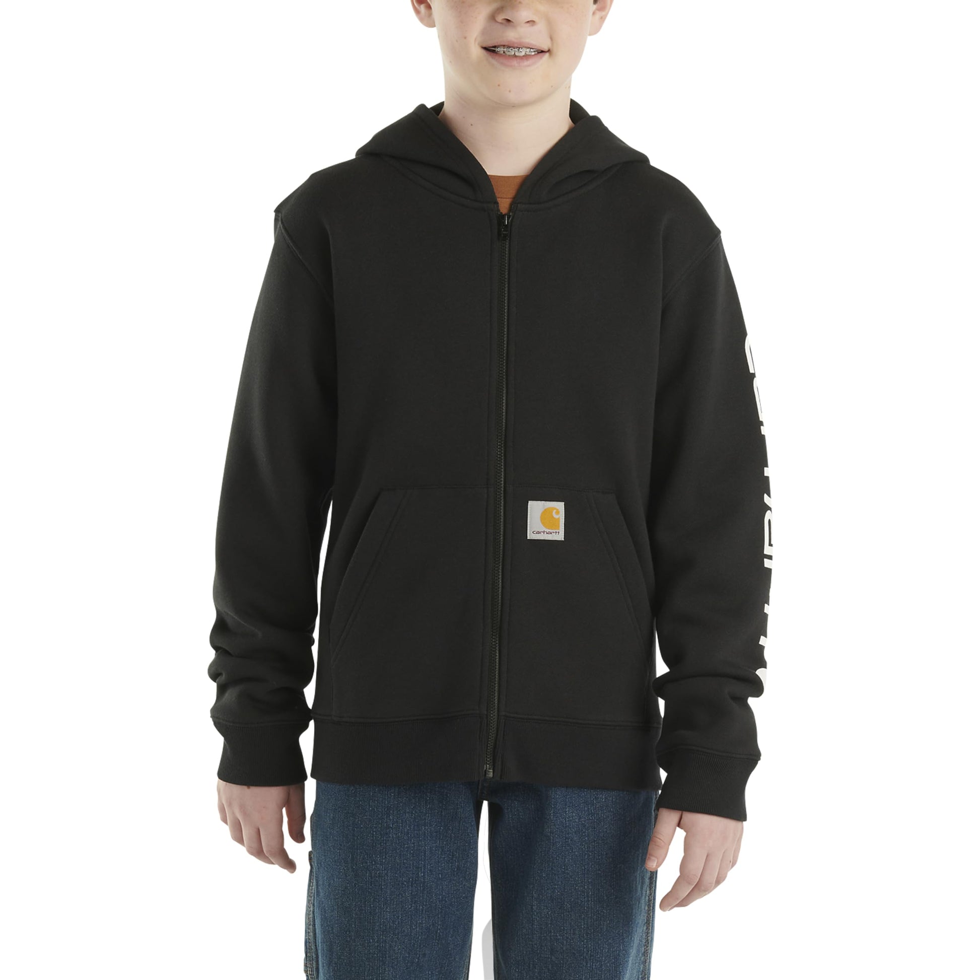 Carhartt Kid's CP8675 Long-Sleeve Full-Zip Logo Sweatshirt - Boys
