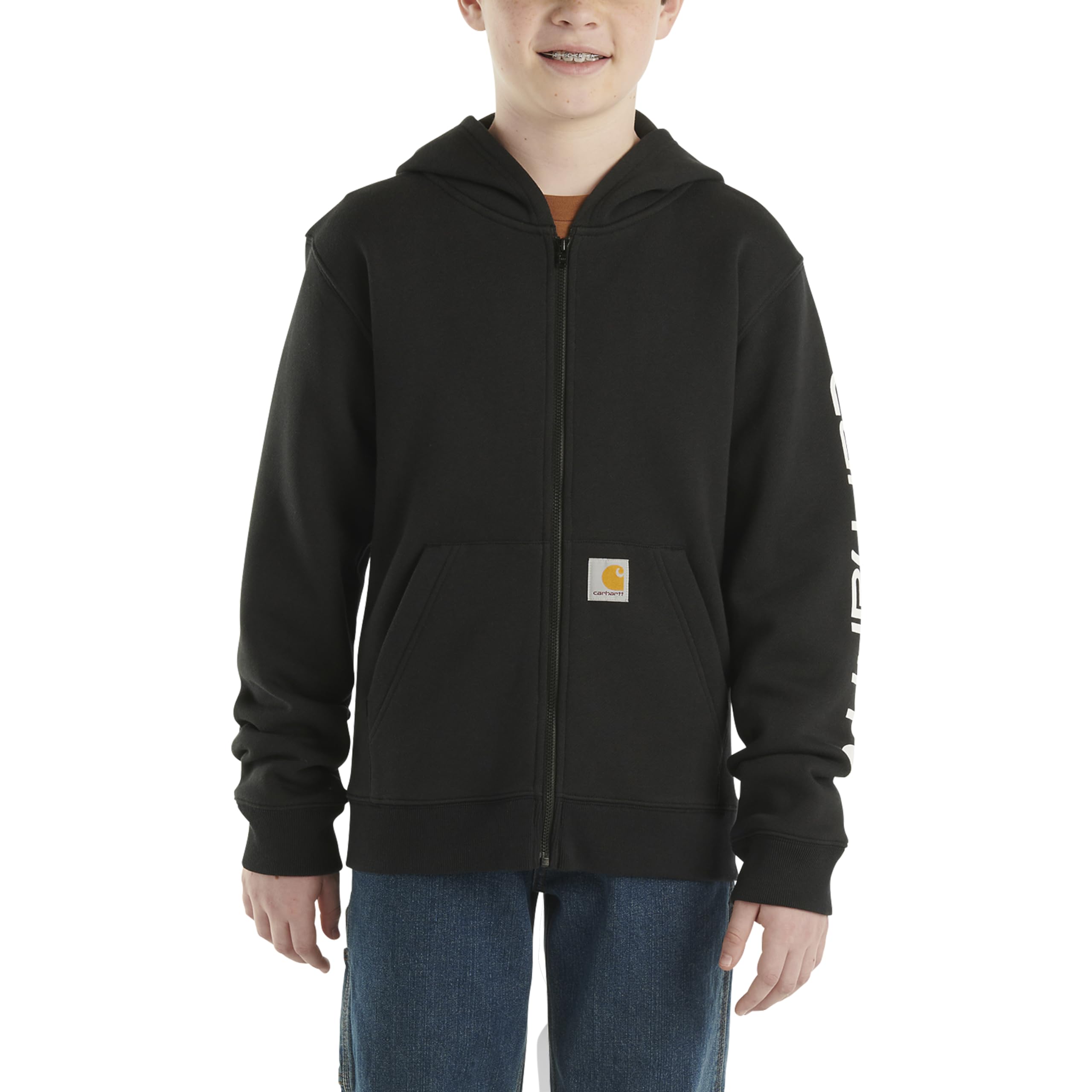 Carhartt Kid's CP8675 Long-Sleeve Full-Zip Logo Sweatshirt - Boys