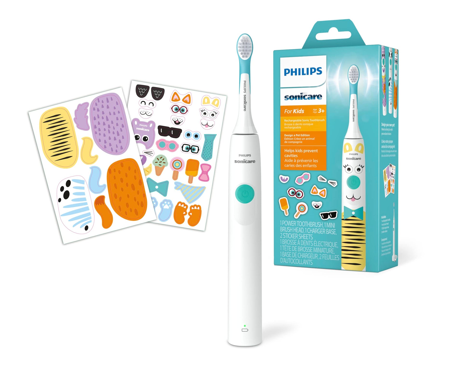 Philips Sonicare for Kids 3+ Bluetooth Connected Rechargeable Electric Power Toothbrush, Interactive for Better Brushing, Turquoise, HX6321/02