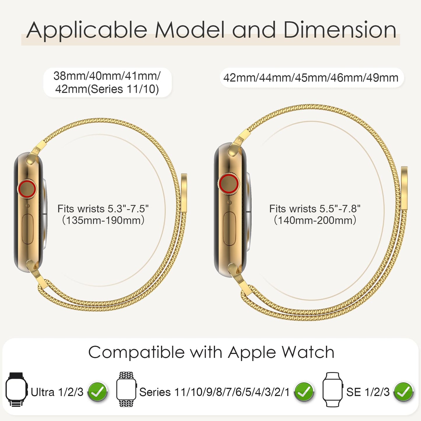 Original Milanese Loop Band Compatible with Apple Watch 38mm 40mm 41mm 42mm 44mm 45mm 46mm 49mm - Women & Men Magnetic Closure Adjustable Metal Strap for iWatch Series 11 10 9 8 7 6 5 4 SE2 3 Ultra2 3