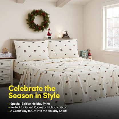 Christmas Sheets King Size with Built‑in Sheet Straps – Cozy Christmas Bedding for Holiday Cheer & Winter Dreams – Soft, Snug Sleep for Seasonal Celebrations, Polar Bear & Reindeer