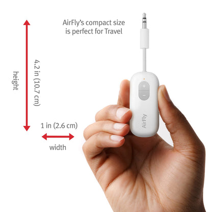 AirFly Pro 2 Deluxe – Bluetooth Adapter for Airplane, Pair 2 AirPods or Wireless Headphones – 3.5mm AUX Bluetooth Transmitter/Receiver for Cars, Boats, Treadmills, TVs – Airplane Travel Essentials