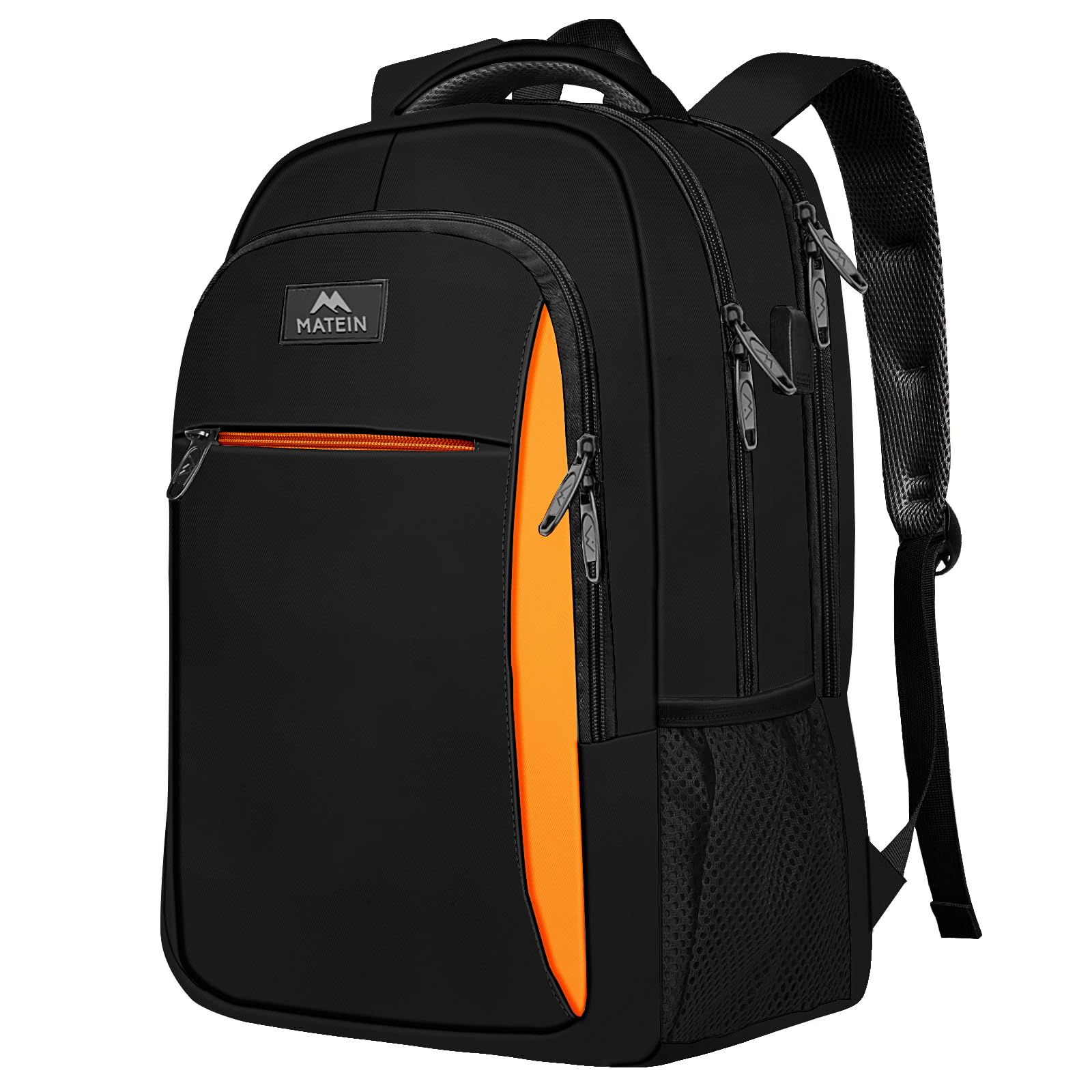MATEIN Travel Laptop Backpack, Business Anti Theft Slim Sturdy Laptops Backpack with USB Charging Port, Water Resistant College School Computer Bag Gift for Men & Women Fits 15.6 Inch Notebook, Grey