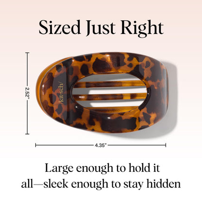 Kitsch Medium Flat Claw Clips for Women - Stylish Flat Hair Clips, Strong Hold for Thick & Fine Hair | Non-Slip for Secure, Comfortable All-Day Wear | Ideal Gifts for Women - Tortoise Design