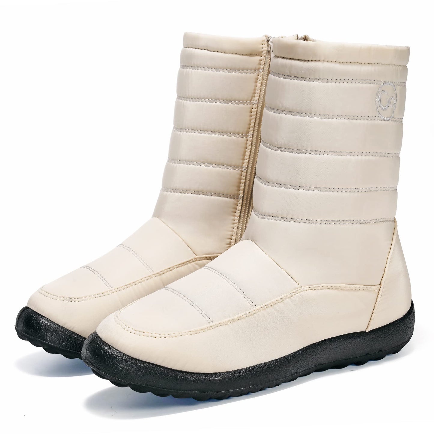 Alicegana Womens Winter Snow Boots for Women Waterproof Warm Fur Lining Mid Calf Boots with Zipper Comfortable Outdoor Shoes