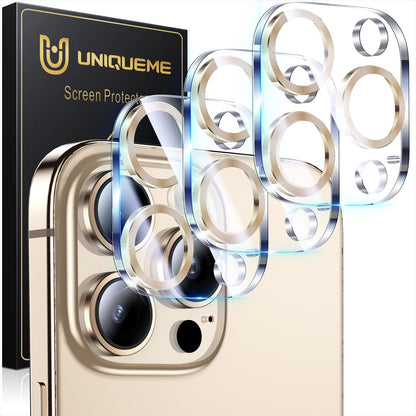 UniqueMe Compatible for 3 Pack iPhone 17 Pro Camera Lens Protector - [Drop Protection] 9H Tempered Glass Camera Cover Screen [Update New Version]【Not for 17 Pro Max】