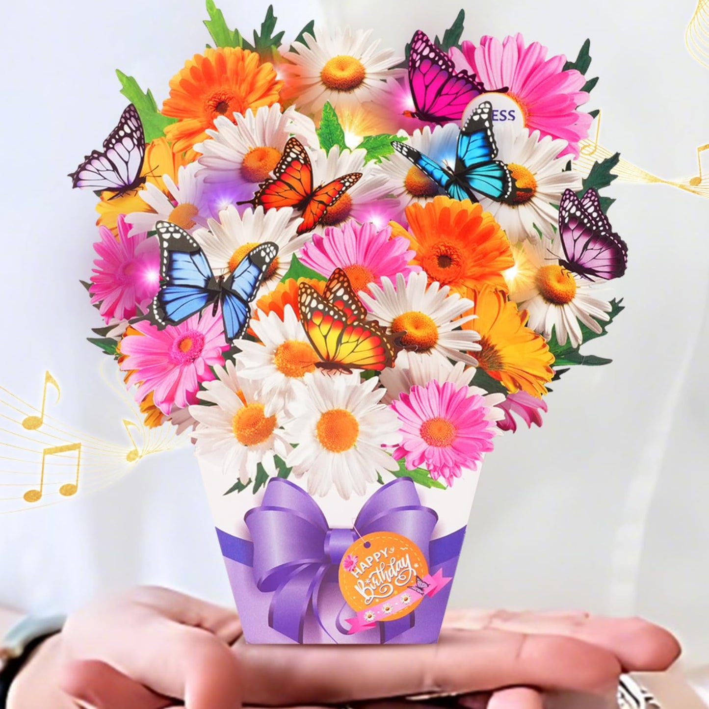 Christmas Cards with Lights and Music, Christmas Bouquet with Snowman, Popup Musical Greeting Card for Holiday New Year