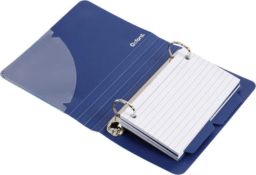 Oxford Index Card Binder with Dividers, 3" x 5", Color Will Vary, 50 Cards,1 Binder (73570),Assorted (Blue, Green, Red)