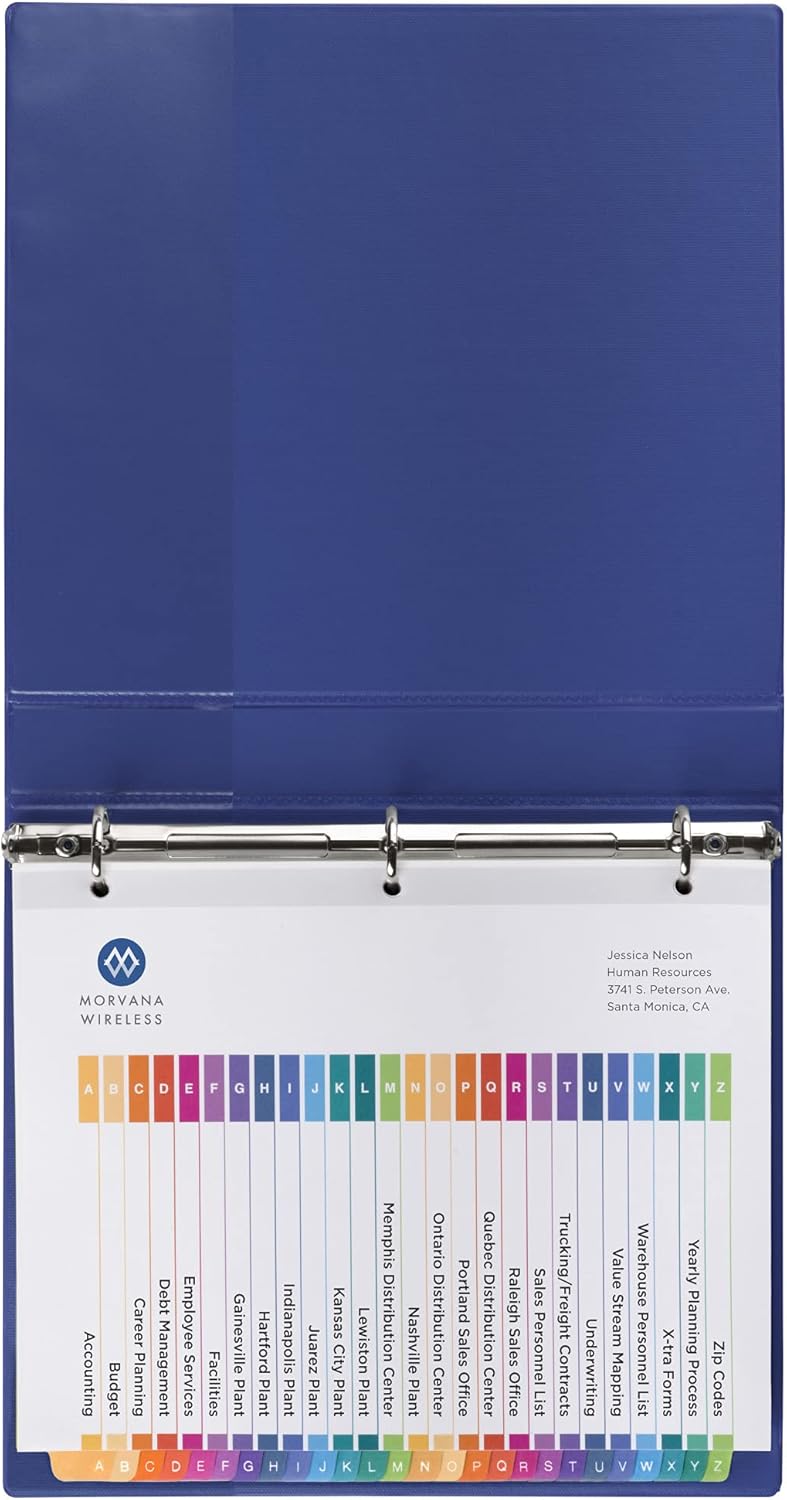 Avery A-Z Tab Dividers for 3 Ring Binder, Customizable Table of Contents, Multicolor, 1 Set (11125)