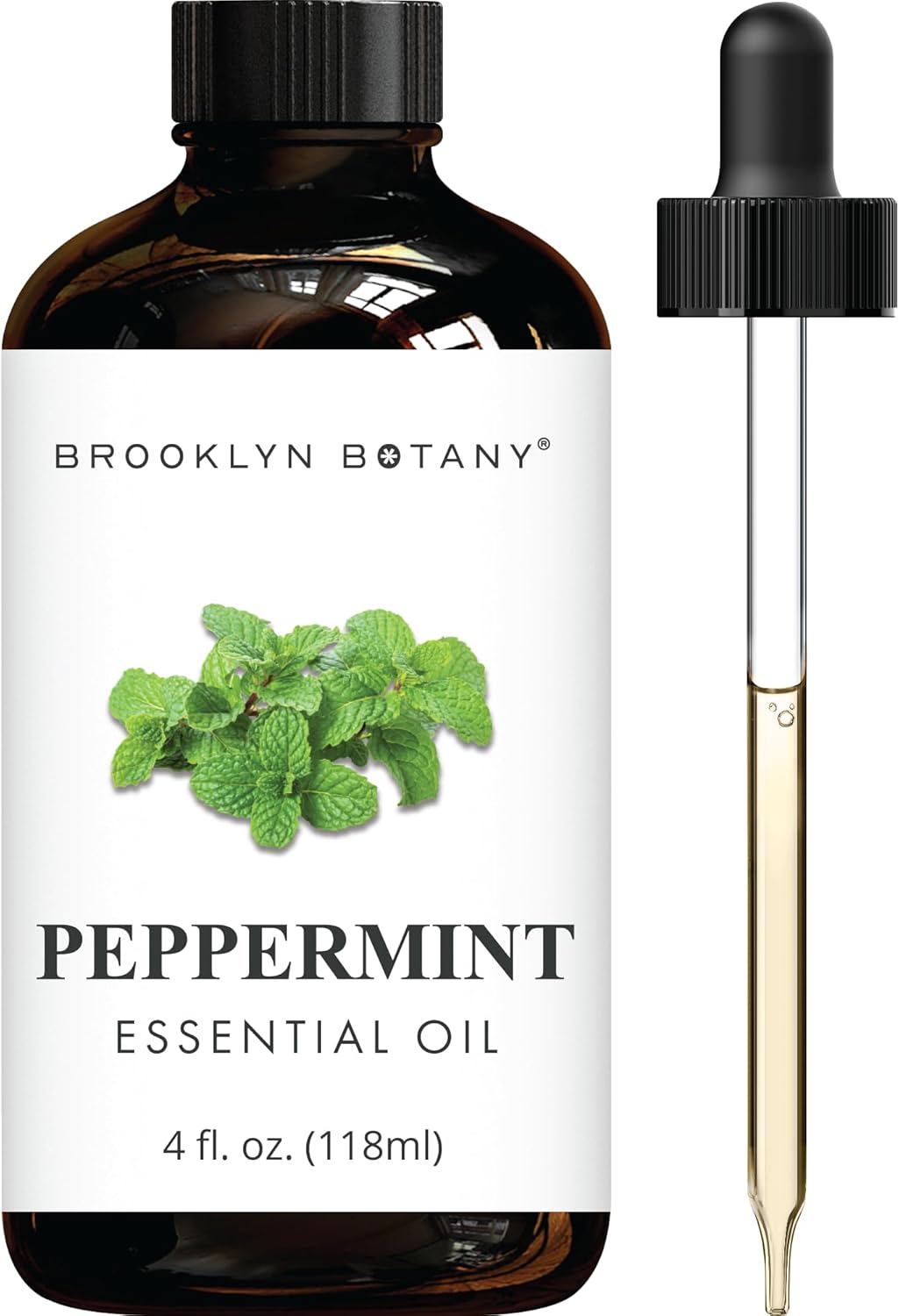 Brooklyn Botany Peppermint Essential Oil - Huge 4 Fl Oz - 100% Pure and Natural - Premium Grade with Dropper - for Aromatherapy and Diffuser
