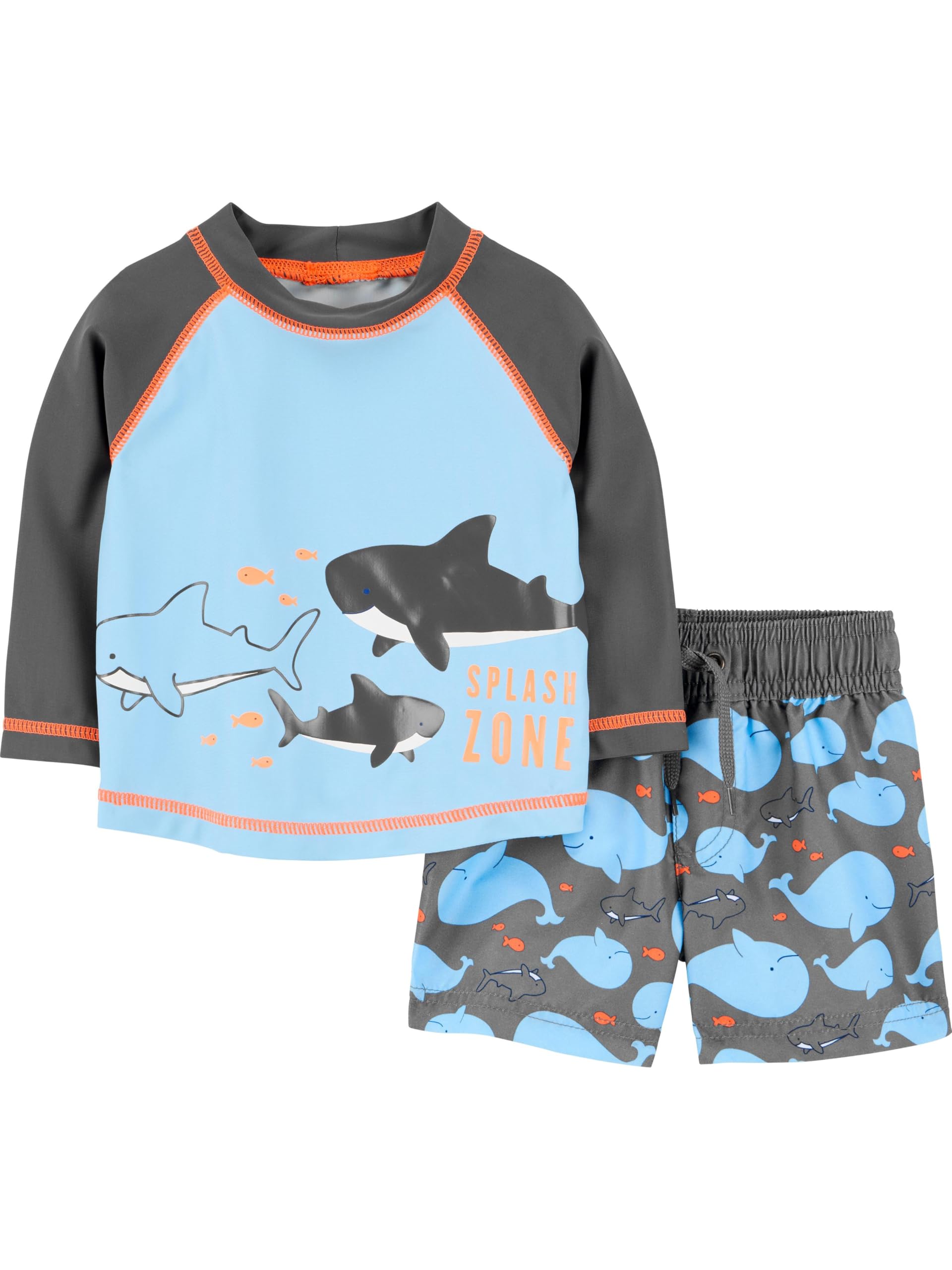 Simple Joys by Carter's Toddlers and Baby Boys' Swimsuit Trunk and Rashguard Set