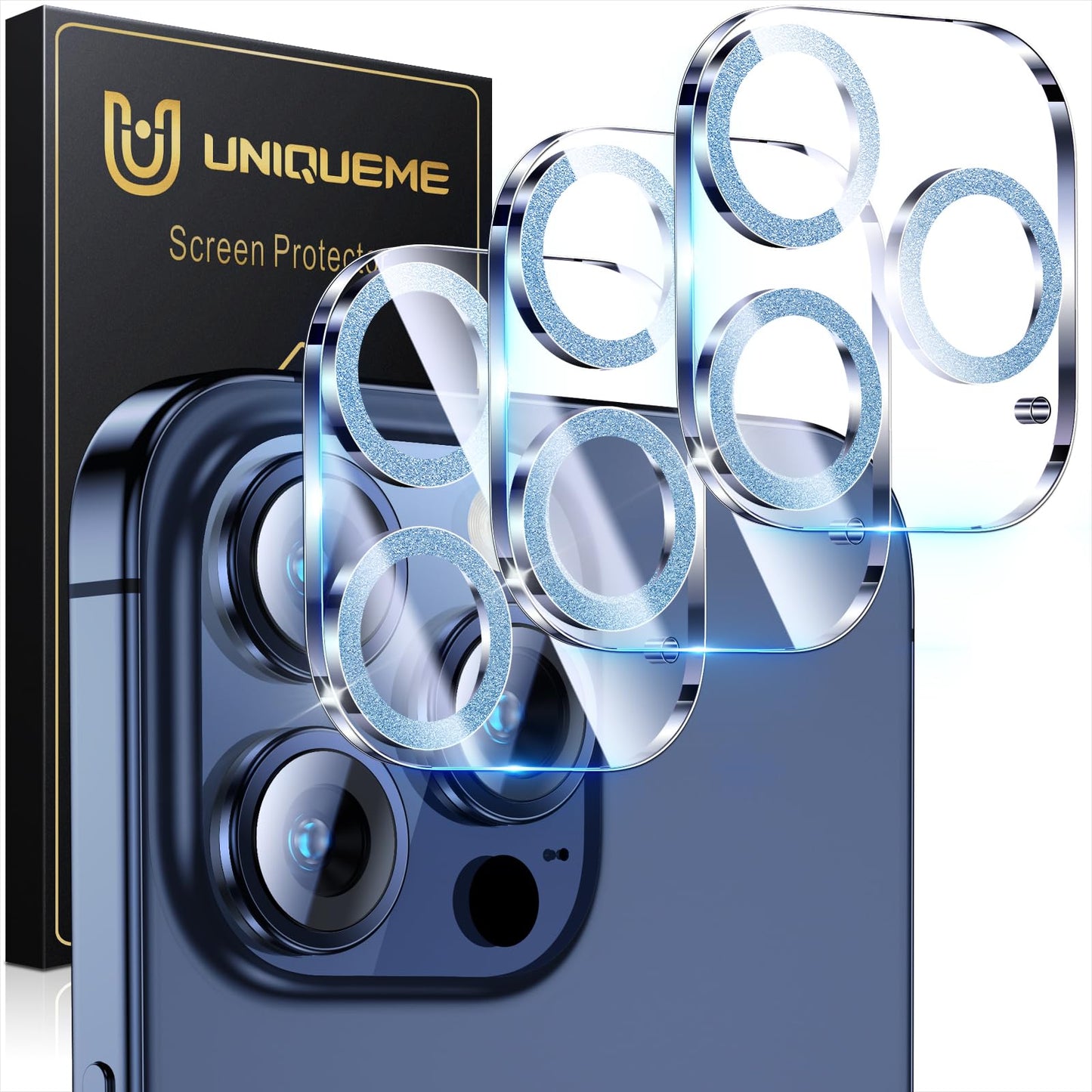 UniqueMe Compatible for 3 Pack iPhone 17 Pro Camera Lens Protector - [Drop Protection] 9H Tempered Glass Camera Cover Screen [Update New Version]【Not for 17 Pro Max】