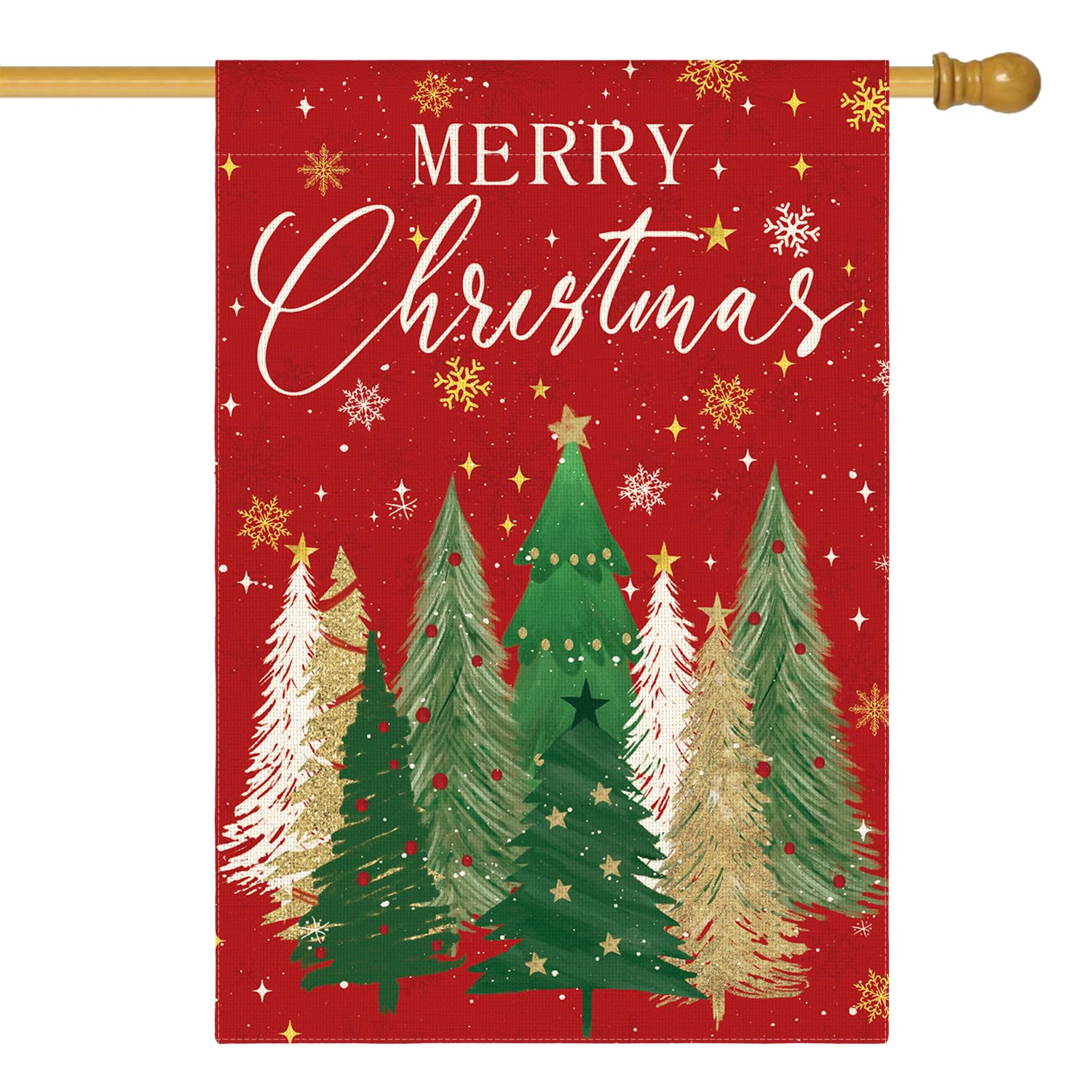 AVOIN colorlife Merry Christmas Garden Flag 12x18 Inch Double Sided Outside, Christmas Tree Snowflake Winter Holiday Yard Outdoor Decorative Flag Green