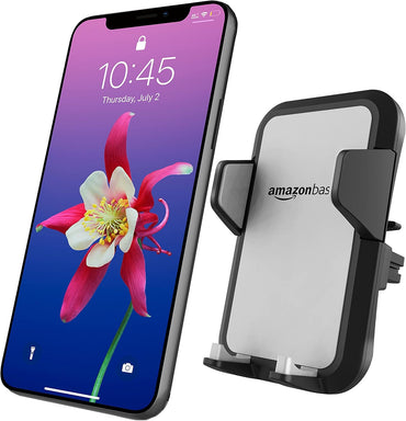 Amazon Basics Universal Portable Smartphone Holder for Car, Easy to Install Air Vent Mount, Adjustable and Secure, Grey