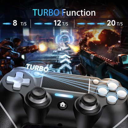 Matbip 2 Pack wireless controller for P4, wireless P4 controller with dual vibration, Turbo, type-c port (Black and White) Radio