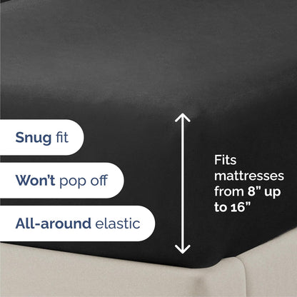 Queen Size 4 Piece Sheet Set - Comfy Breathable & Cooling Bed Sheets Set - Hotel Luxury Bedding for Women, Men, Kids, Teens, Boys & Girls - Deep Pockets, Ultra-Soft, Wrinkle Free - Oeko-Tex - Black