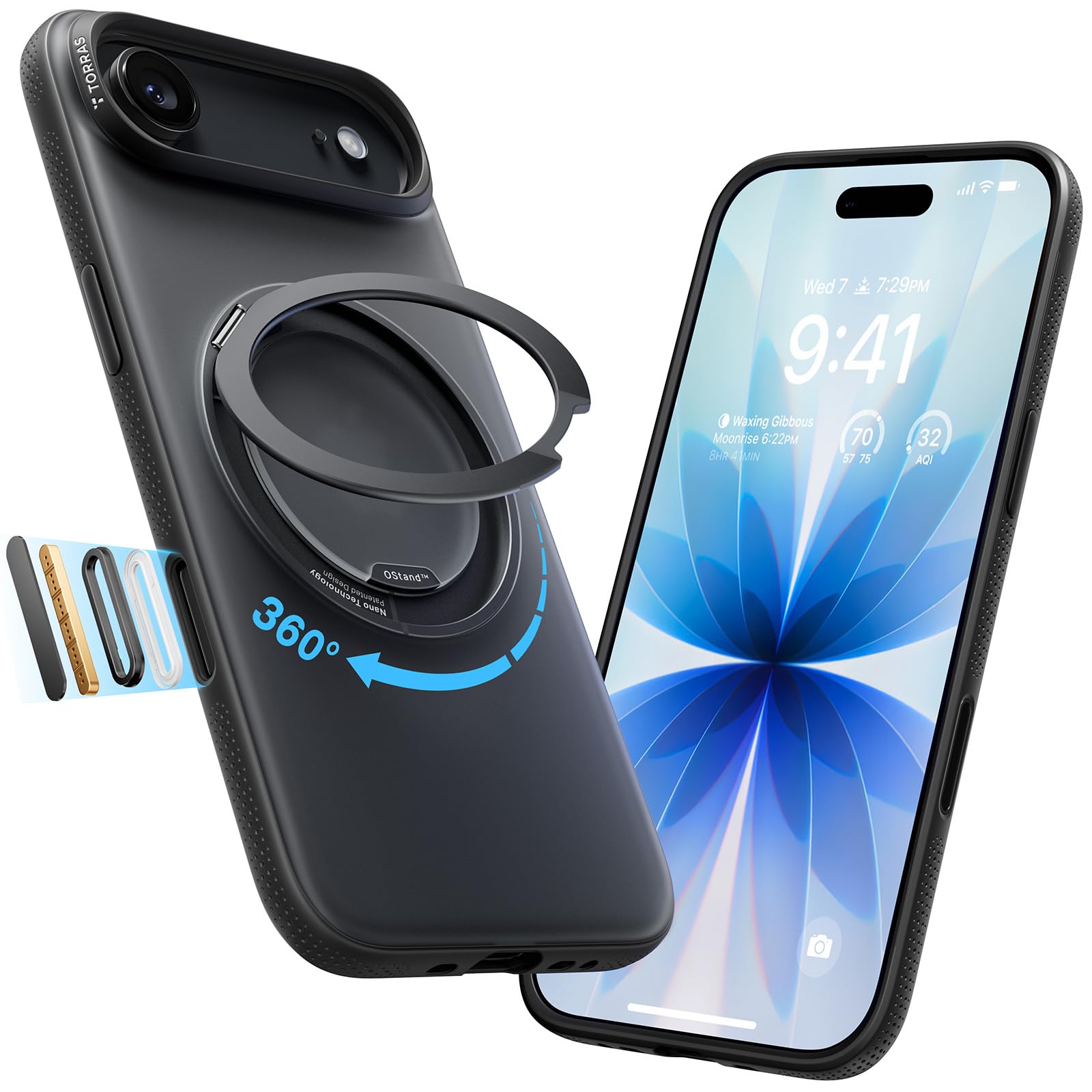 TORRAS 360 Magnetic Stand for iPhone 17 Pro Max Case, [Fit for MagSafe] [4X Military-Grade Protection] Slim Case for iPhone 17 Pro Max, 6.9", Translucent Deep Blue, Ostand O3 Fitness Series