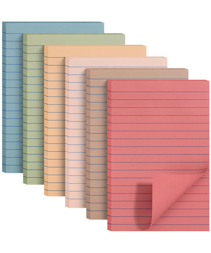 Mr. Pen- Lined Sticky Notes 3x3, 6 Pads, 45 Sheet/Pads, Pastel Colors, Sticky Notes with Lines