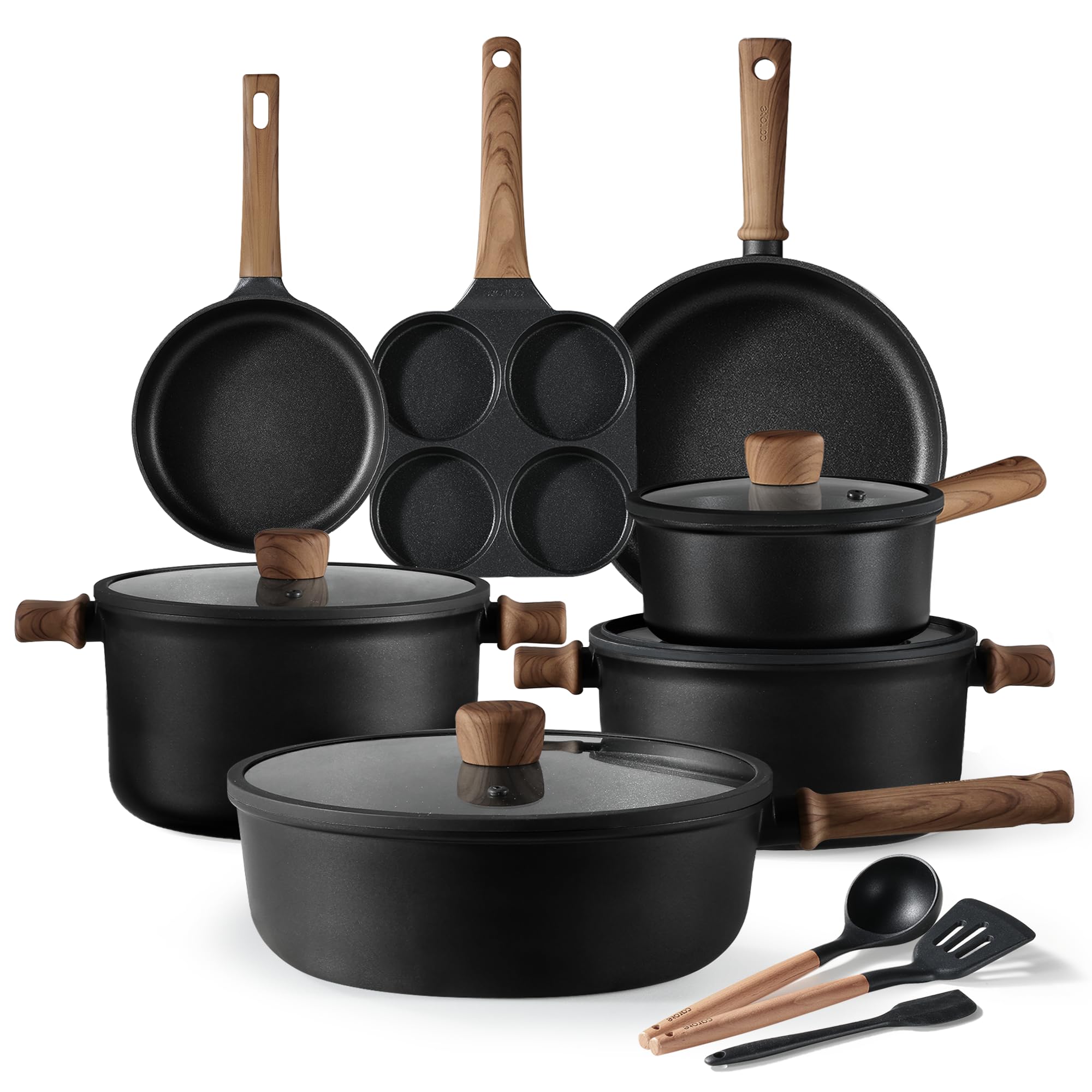 CAROTE Nonstick Pots and Pans, Induction Cookware Set 16pcs Kitchen Cooking Sets, Pot and Pan Non Stick w/Frying pan (PFOS, PFOA Free)