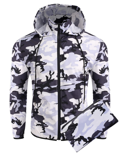 COOFANDY Men's Packable Rain Jacket Lightweight Waterproof Raincoat with Hood Travel Hiking Golf Windbreaker