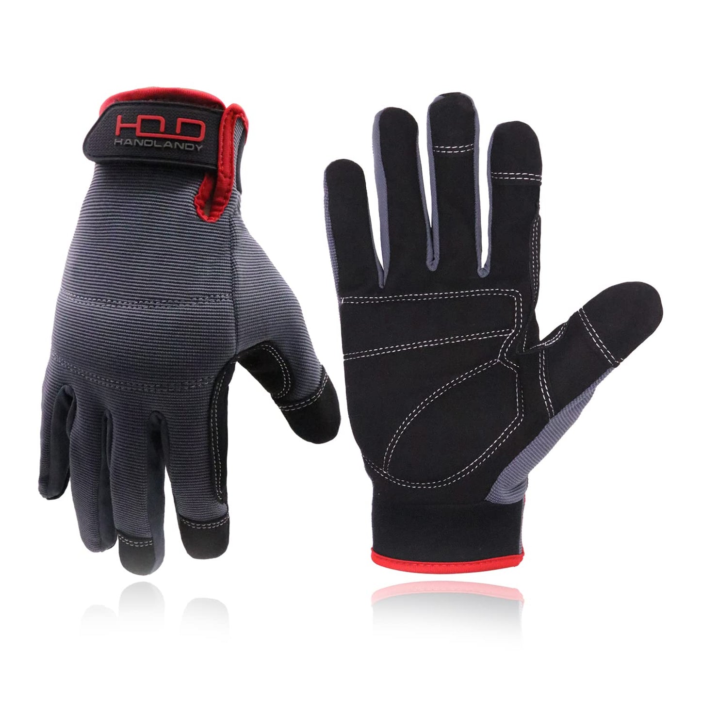 HANDLANDY Work Gloves for Men & Women, Utility Mechanic Working Gloves Touch Screen, Flexible Yard Work Gloves