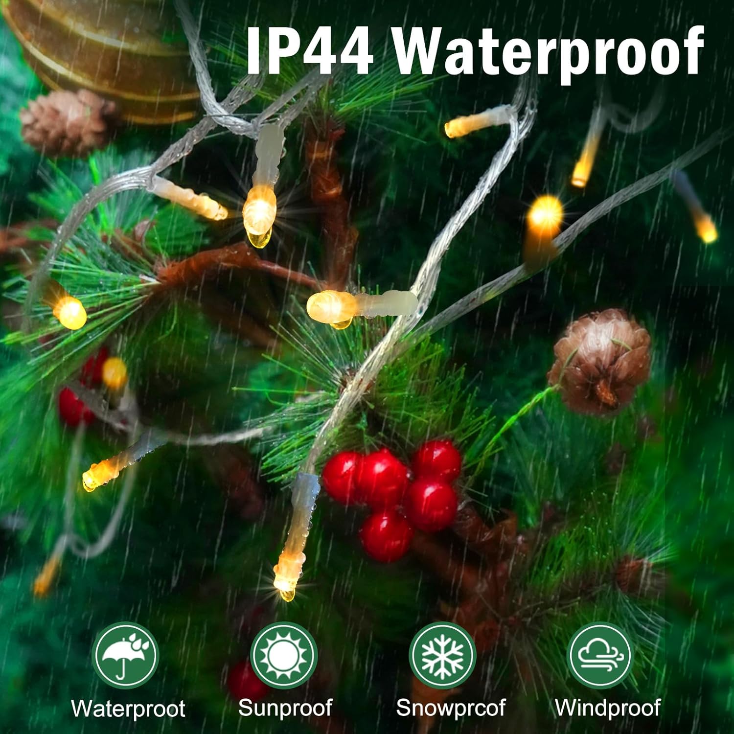 SAUIRS 403FT 1000 LED Christmas Lights Outdoor String Lights with 8 Modes Timer Waterproof Fairy Light Plug in for Outside Indoor Party Xmas Palm Tree Yard Wedding Decorations(Warm White)