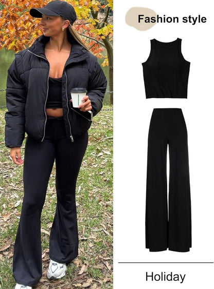 Gihuo Women’s Winter Cropped Puffer Jacket Coat Short Warm Quilted Jacket 2025