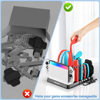 Switch Sports Accessories Kit with Storage Station - Compatible with Switch/OLED & Joy-con, Ideal for Family Sports Party Game Storage and Organization Wii U PS3 Interactive Gaming Figures