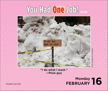 You Had One Job 2026 Day-to-Day Calendar