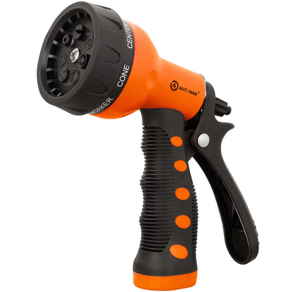 AUTOMAN-Garden-Hose-Nozzle, ABS Water Spray Nozzle with 7 Adjustable Watering Patterns, Slip Resistant for Watering Plants, Lawn& Garden, Washing Cars, Cleaning, Showering Pets & Outdoor Fun.