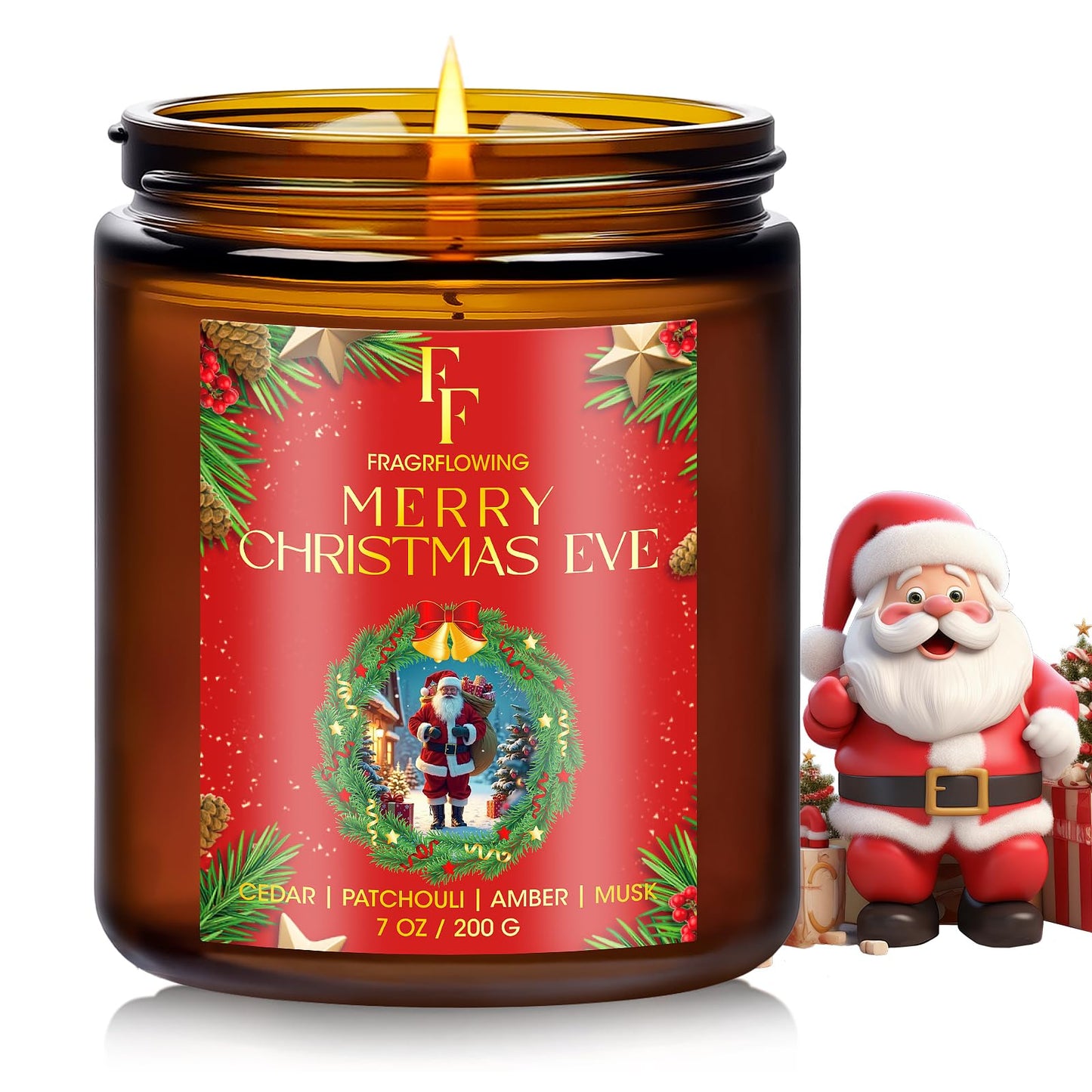 Christmas Candles Set, Scented Candles for Home, 4 Pack Holiday Natural Soy Candles, Christmas Gifts for Women Men, Festival Fragrance of Balsam Cedar/Cookies/Mulled Cider/Cinnamon