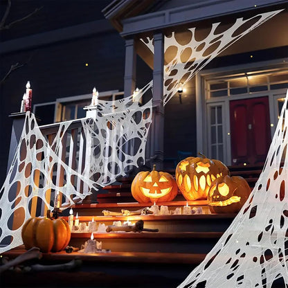 Beef Netting Halloween Spider Webs Decorations,500sqft Stretchy Beef Netting for Halloween Decor, Spooky Spider Web for Haunted House,Decorations Spider Webs Outdoor