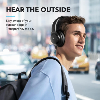 Soundcore by Anker Q20i Hybrid Active Noise Cancelling Headphones, Wireless Over-Ear Bluetooth, 40H Long ANC Playtime, Hi-Res Audio, Big Bass, Customize via an App, Transparency Mode (Pink)