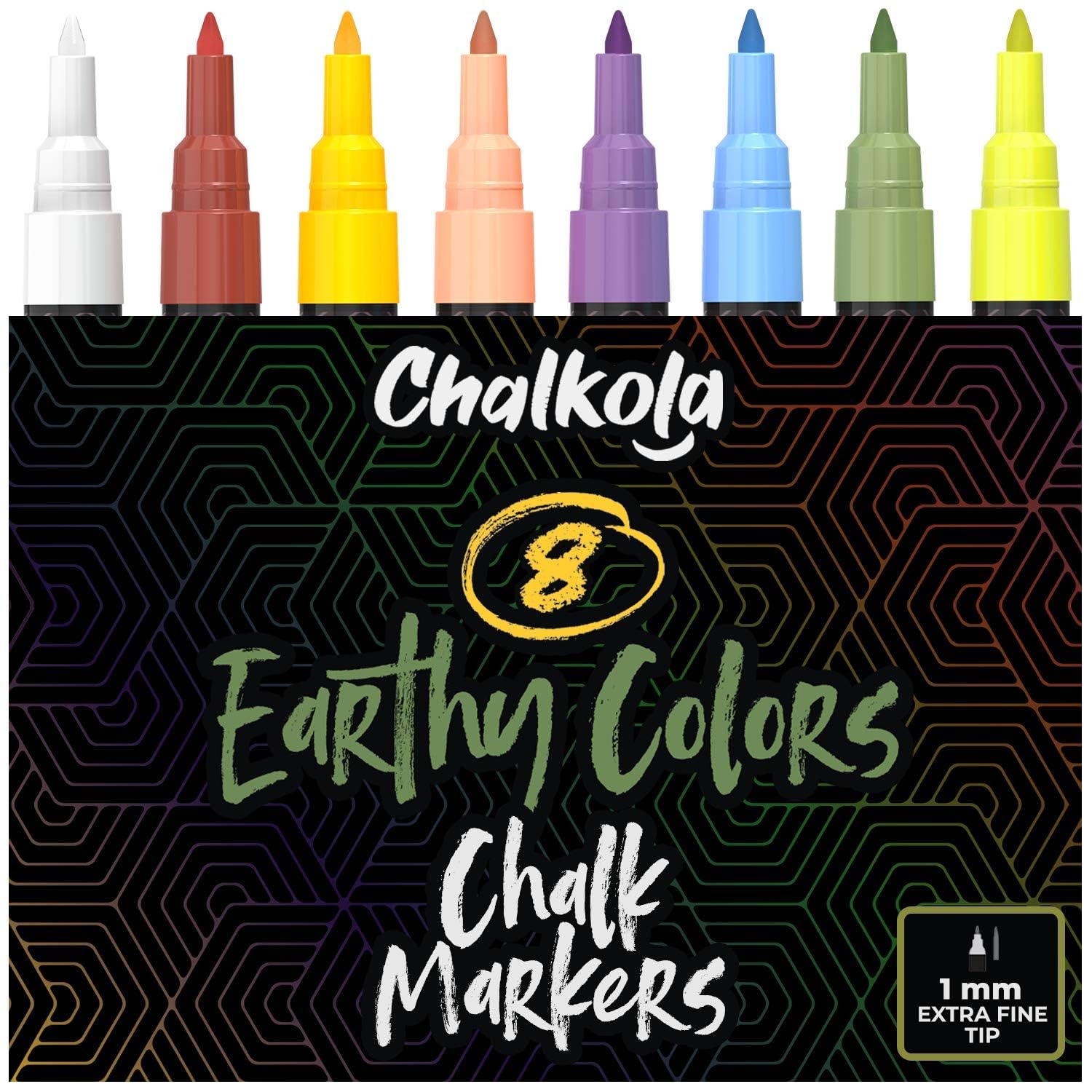 Chalk Markers Fine Tip (10 Pack, 1mm Extra Fine Point) - Neon Liquid Chalk Pens for Blackboards, Chalkboard, Bistro, Car Windows, Dry Erase Boards, Glass - Thin, Wet Erase, Erasable Chalkboard Markers