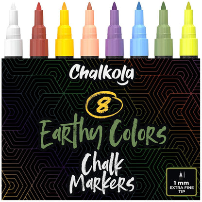 Chalk Markers Fine Tip (10 Pack, 1mm Extra Fine Point) - Neon Liquid Chalk Pens for Blackboards, Chalkboard, Bistro, Car Windows, Dry Erase Boards, Glass - Thin, Wet Erase, Erasable Chalkboard Markers