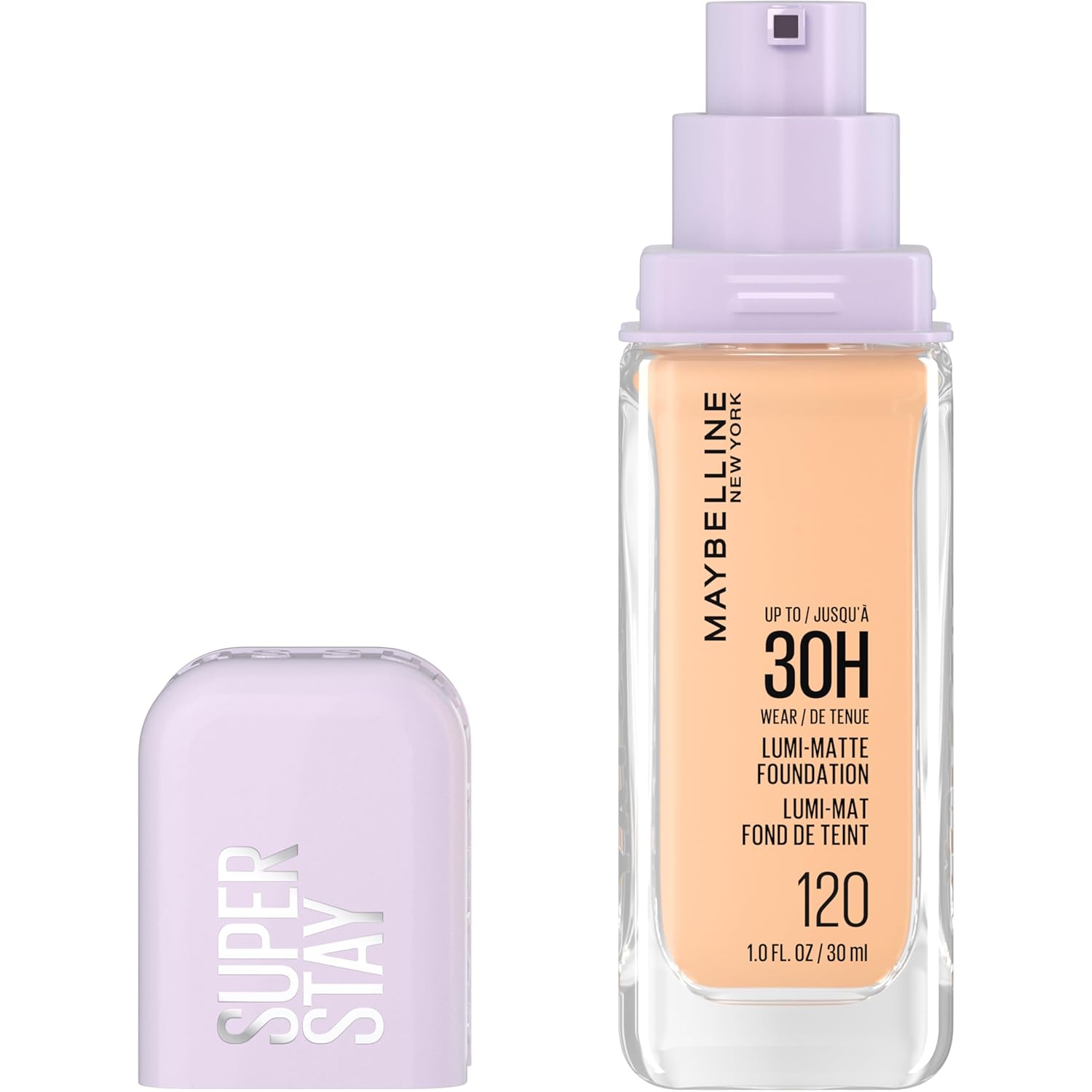 Maybelline Super Stay Lumi-Matte Foundation, Lightweight and Buildable Full Coverage Foundation Makeup For Up To 30HR Wear, 120, 1 Count