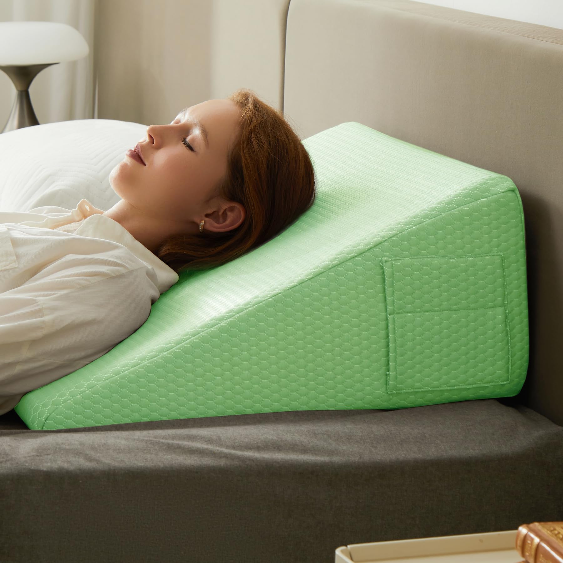 Bedluxe Wedge Pillow,10 inch Bed Wedge Pillow for Headboard, Pillow Wedge for Acid Reflux Relief, Sleeping, After Surgery, Snoring, Gerd, Triangle Pillow Wedge - Cooling Memory Foam Top, Grey