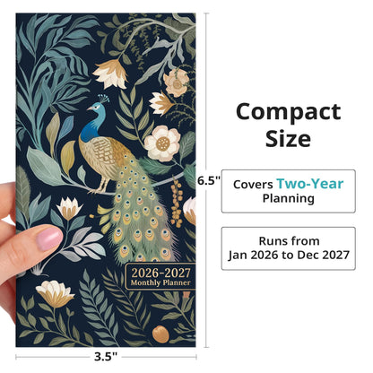 Pocket Calendar 2026-2027 for Purse, Two Year Monthly Planner Pocket Size, Jan 2026 to Dec 2027 Monthly Planner Small Size (6.5" x 3.5") - Wildflowers