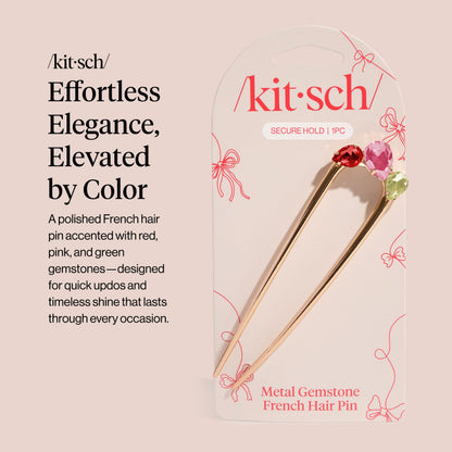 Kitsch Metal French Hair Pin for Women - Elegant Hair Accessories, Ideal for Buns & French Twist, Designed for a Secure, Comfortable Fit | Ideal Gifts for Women - Hematite