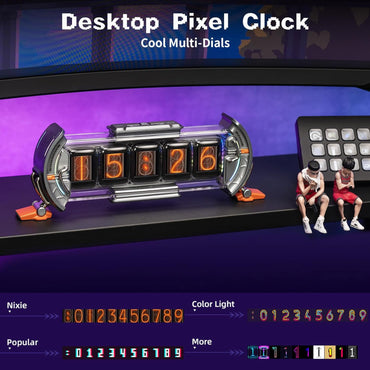 Divoom Times Gate - Cyberpunk Gaming Setup Digital Clock with Smart APP Control, WiFi Connect, RGB LED Display, Personalized Dashboard, Pixel Art for Gaming Room & Office Decor(Sliver)