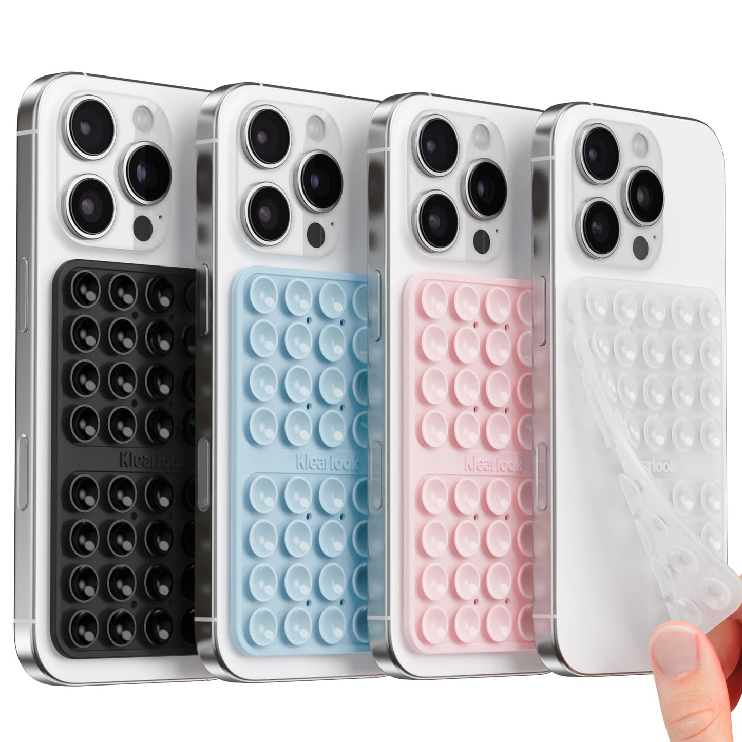 Klearlook Silicone Suction Cup Phone Case Mount Double Sided, Sticky Phone Grip with Higher Suction Power for Cell Phone, Hands-Free Phone Accessories Holder for Selfies and Videos, Transparent