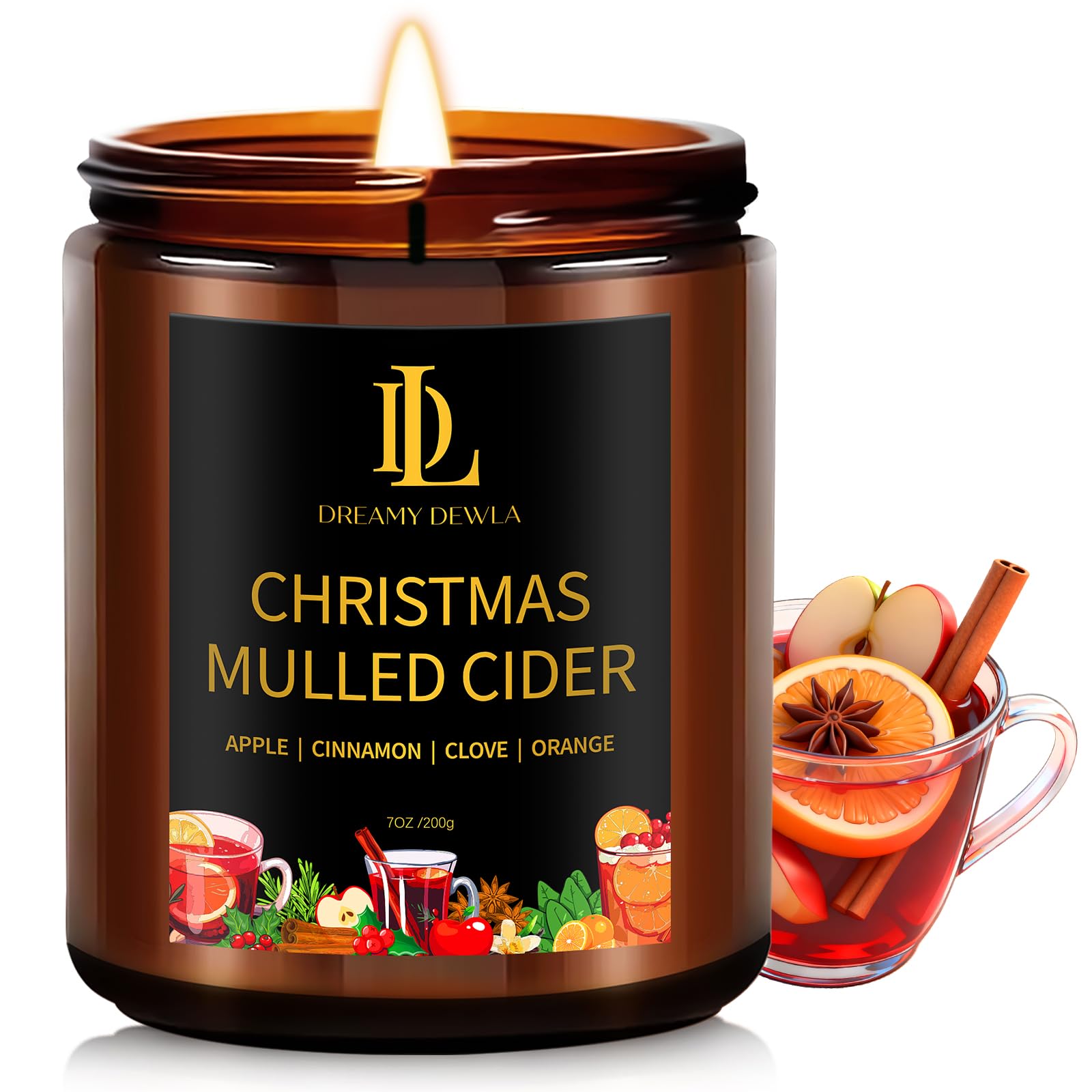 Winter Candle Set, Candles for Home Scented, 4 Pack Soy Candles for Holiday, Holiday Candle Gifts for Women Men, Winter Scents of Gingerbread Cookies/Apple & Cinnamon/Coffee Latte/Pine & Cedarwood