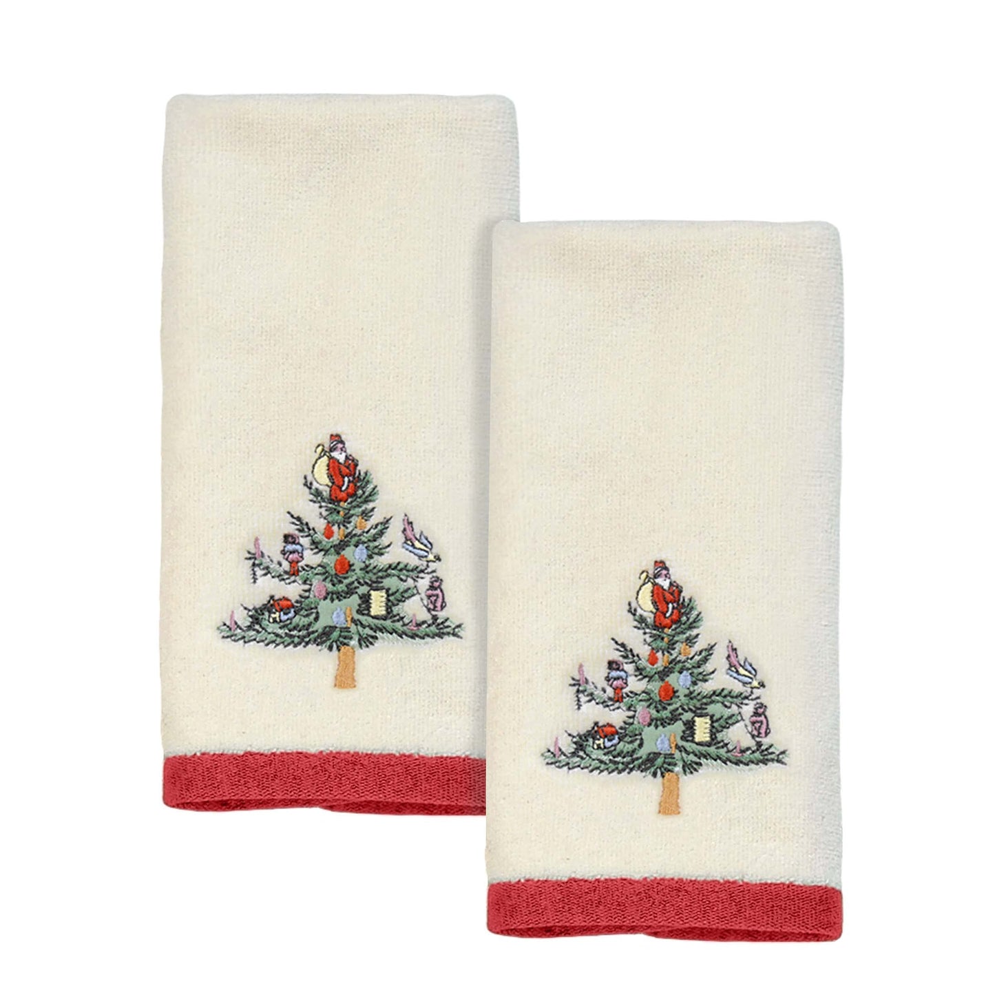 Spode - Hand Towel, Soft & Absorbent Cotton, Holiday Bathroom Decor Christmas Tree Collection