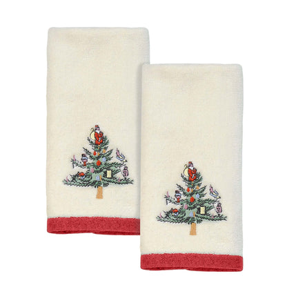 Spode - Hand Towel, Soft & Absorbent Cotton, Holiday Bathroom Decor Christmas Tree Collection