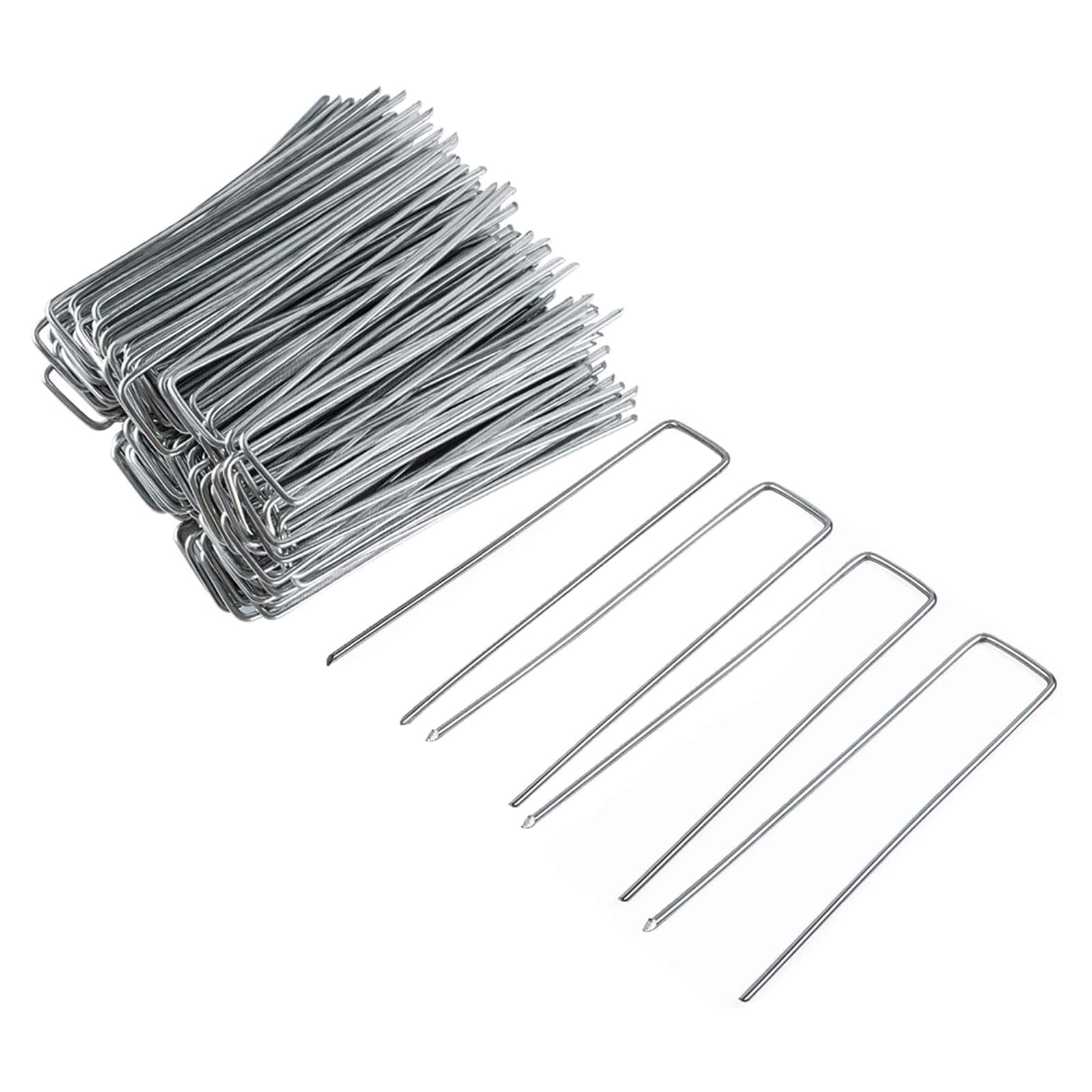 FEED GARDEN 6 Inch 50 Pack Hot-dip Galvanized Landscape Staples Plant Cover Stakes 11 Gauge Tent Stakes Garden Stakes Landscaping Fabric SOD Pins Yard Stakes for Decoration Weed Barrier Fabric