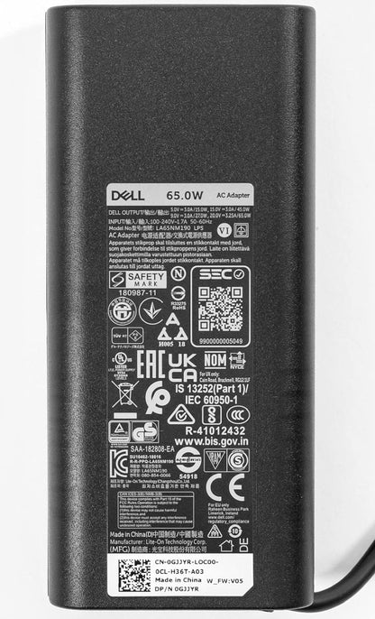 Dell 65W USB-C Laptop Charger for XPS and Latitude 5000 - Power Cord Included