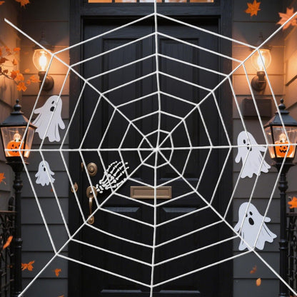 Spider Web Decoration 4.9ft White Coils Fake Spider Webs Scary Hanging Spiderweb for House Outdoor Indoor Decor Halloween Party Cobwebs Favors Supplies