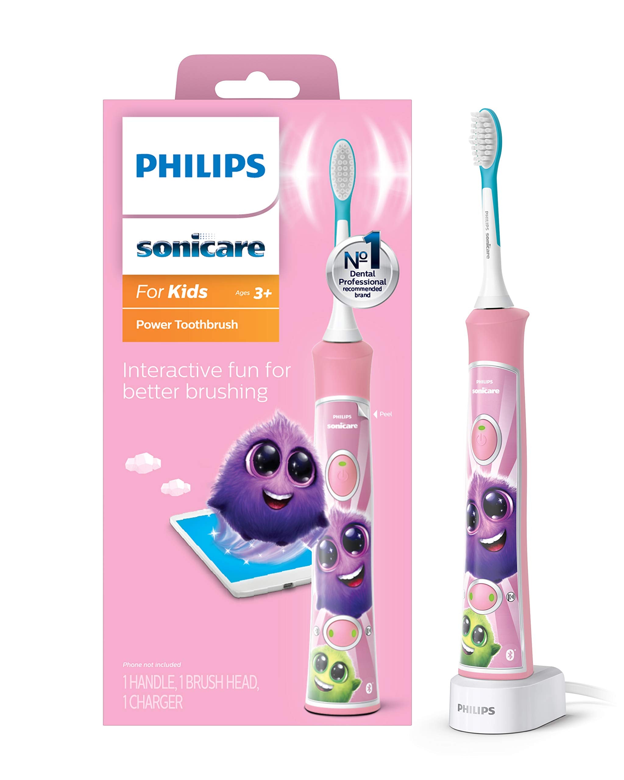Philips Sonicare for Kids 3+ Bluetooth Connected Rechargeable Electric Power Toothbrush, Interactive for Better Brushing, Turquoise, HX6321/02