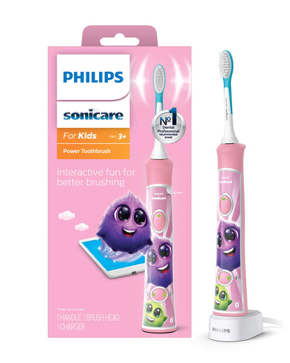 Philips Sonicare for Kids 3+ Bluetooth Connected Rechargeable Electric Power Toothbrush, Interactive for Better Brushing, Turquoise, HX6321/02